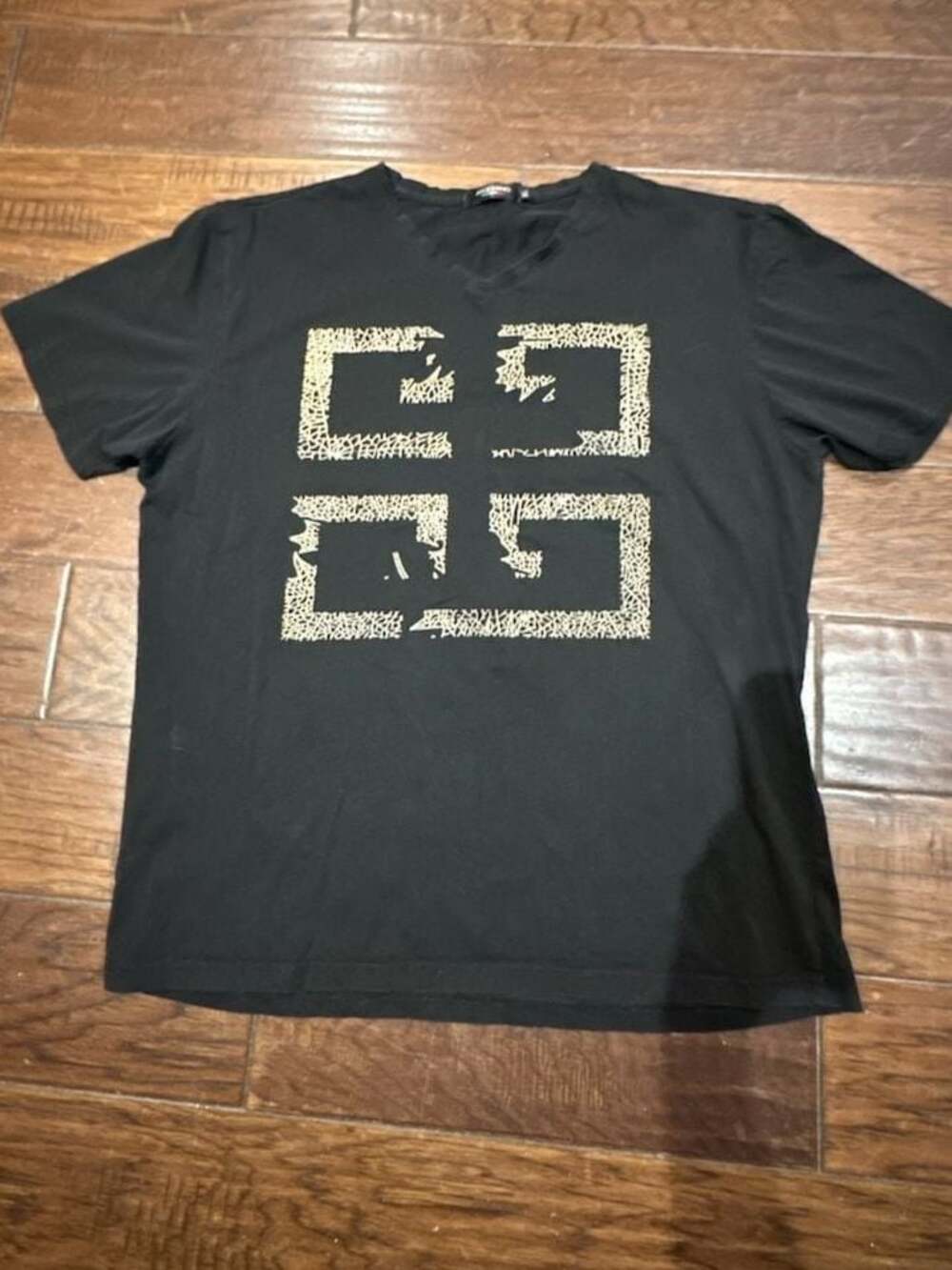 Moderno Black Graphic V-Neck T-Shirt Size XL